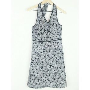 Componix black and white paisley halter dress